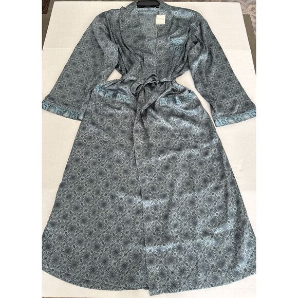 Free People Intimately Sz XS/S Oasis House Robe Blue Motif Kimono Stone - Picture 10 of 16